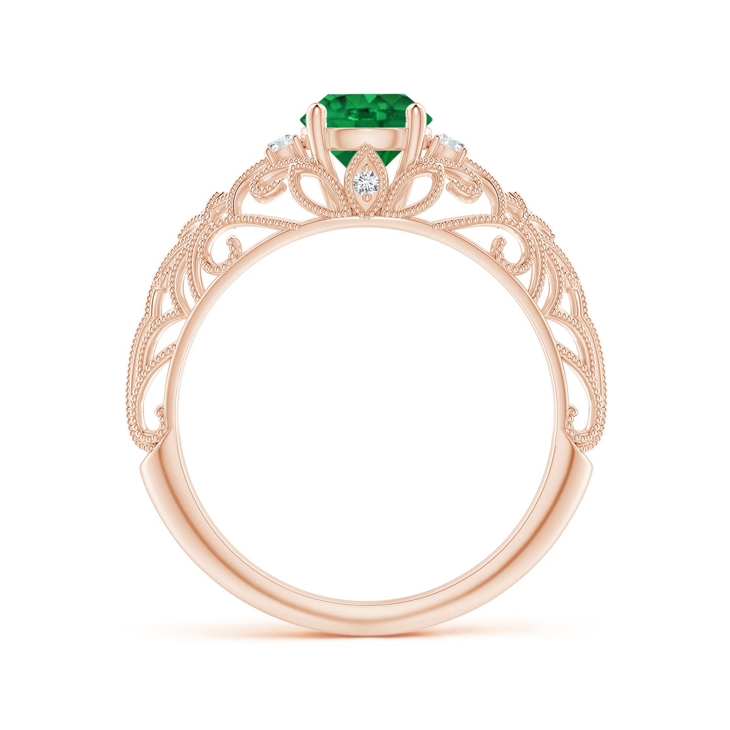 AAA - Emerald / 0.82 CT / 14 KT Rose Gold