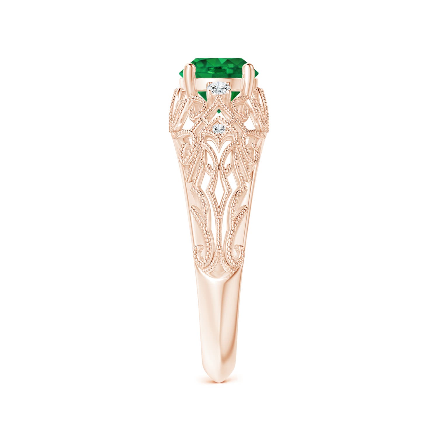 AAA - Emerald / 0.82 CT / 14 KT Rose Gold