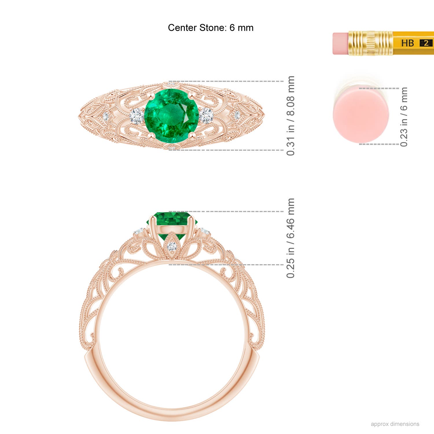 AAA - Emerald / 0.82 CT / 14 KT Rose Gold