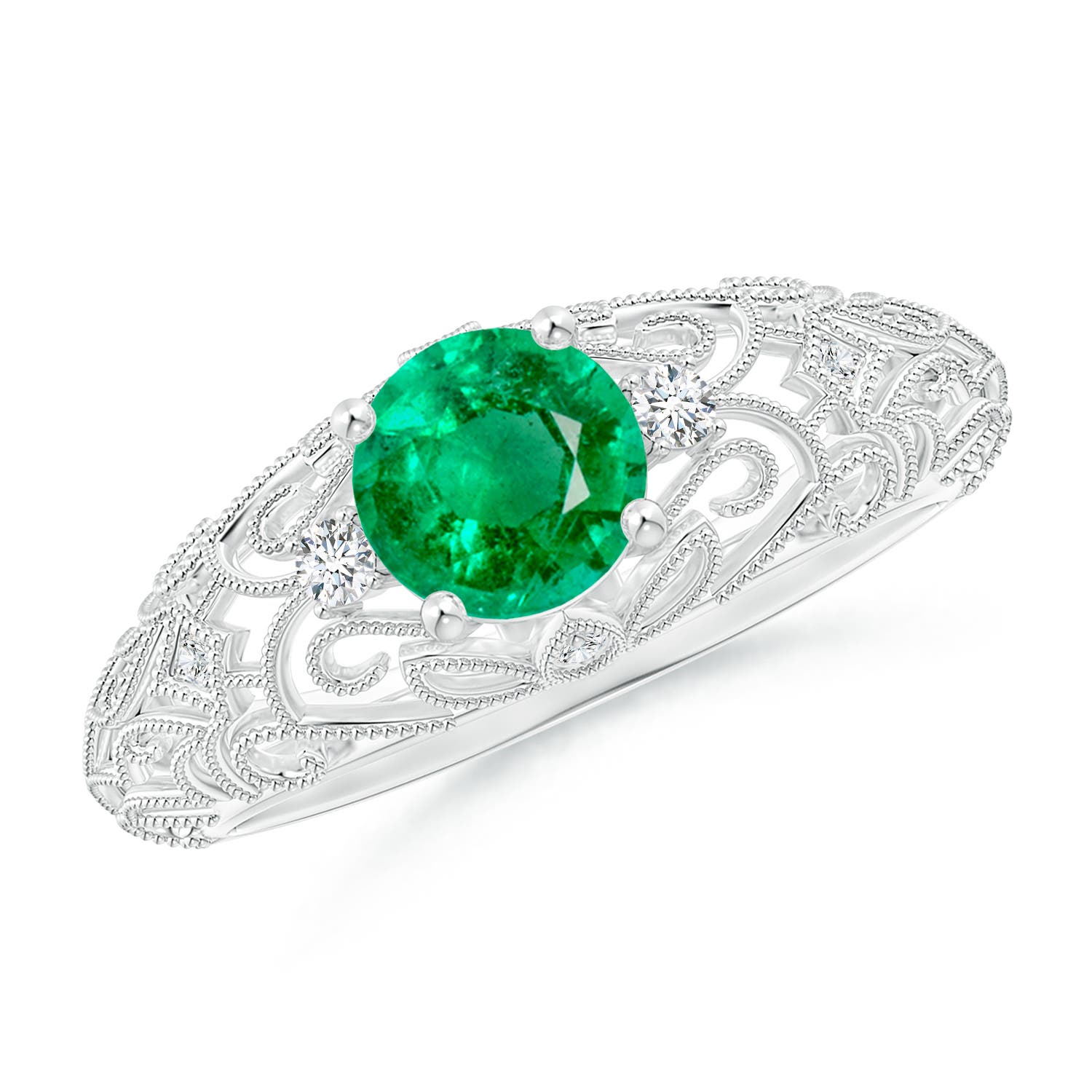 AAA - Emerald / 0.82 CT / 14 KT White Gold