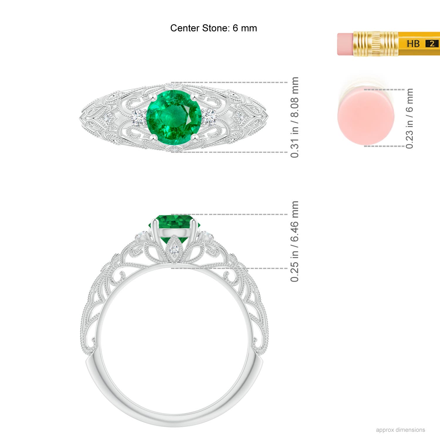 AAA - Emerald / 0.82 CT / 14 KT White Gold