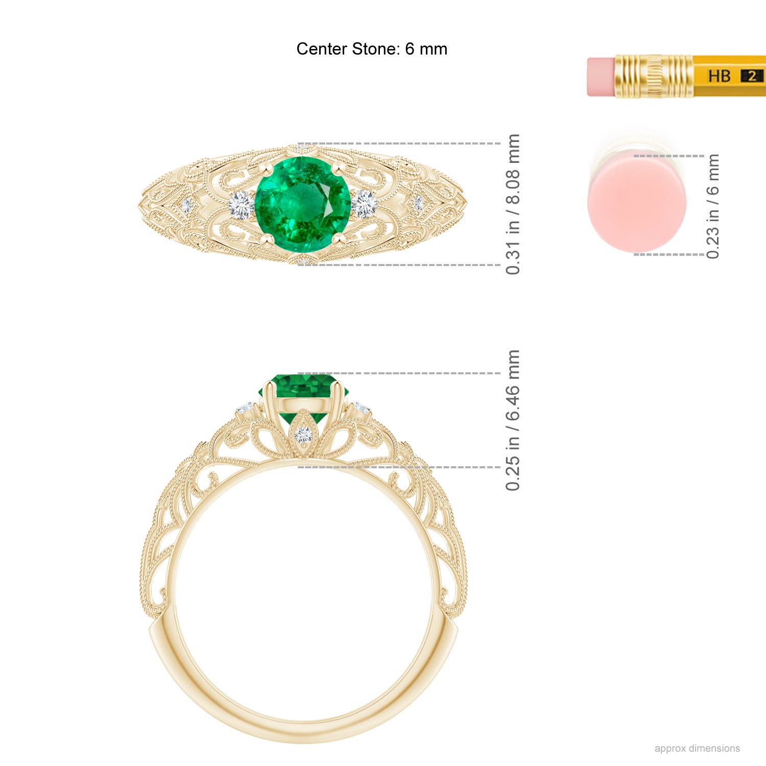 AAA - Emerald / 0.82 CT / 14 KT Yellow Gold