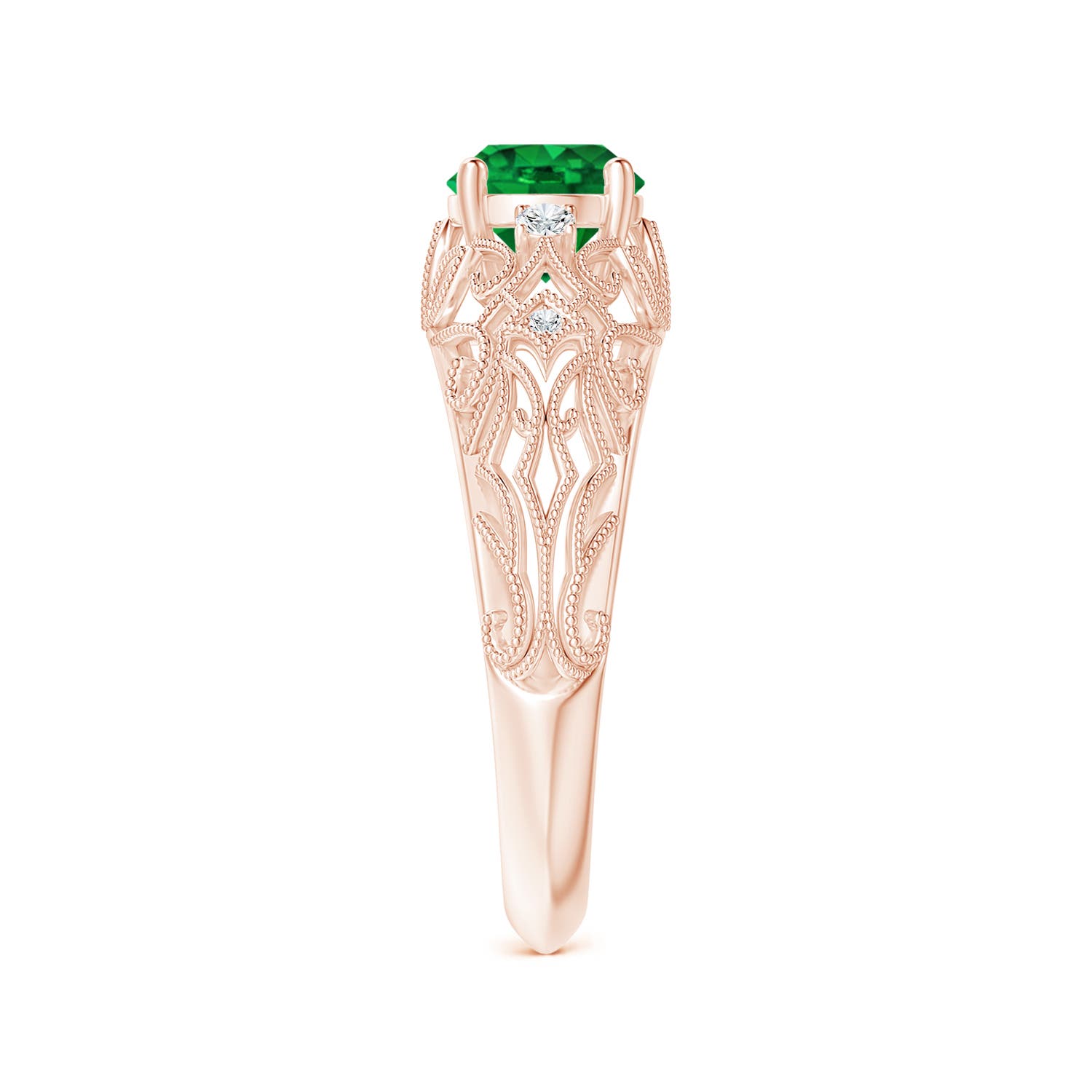 Premium - Lab-Grown Emerald / 0.82 CT / 18 KT Rose Gold