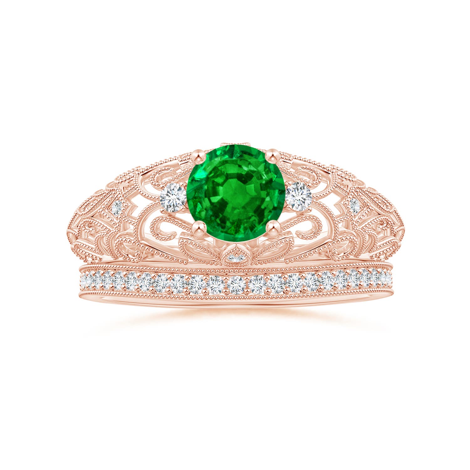 Premium - Lab-Grown Emerald / 0.82 CT / 18 KT Rose Gold