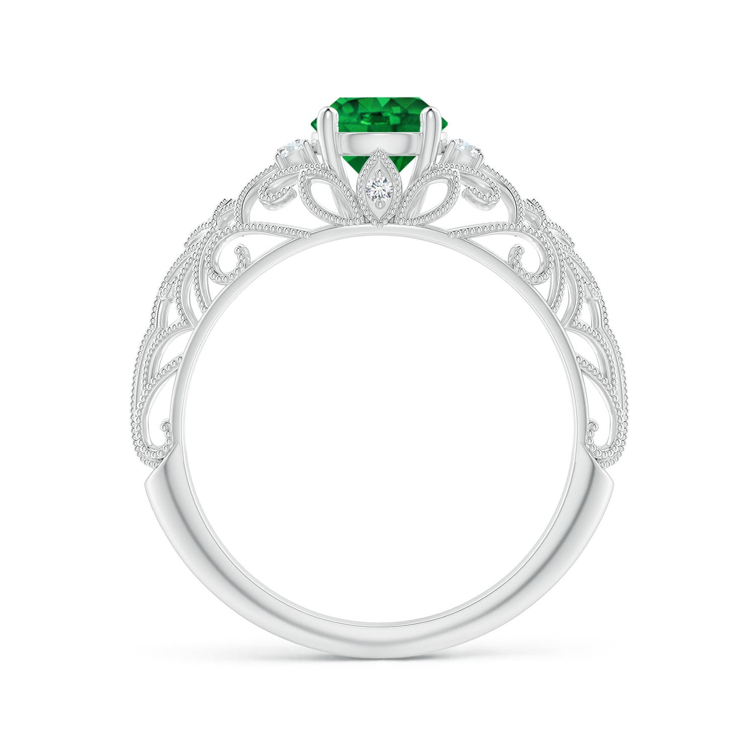 Premium - Lab-Grown Emerald / 0.82 CT / 18 KT White Gold