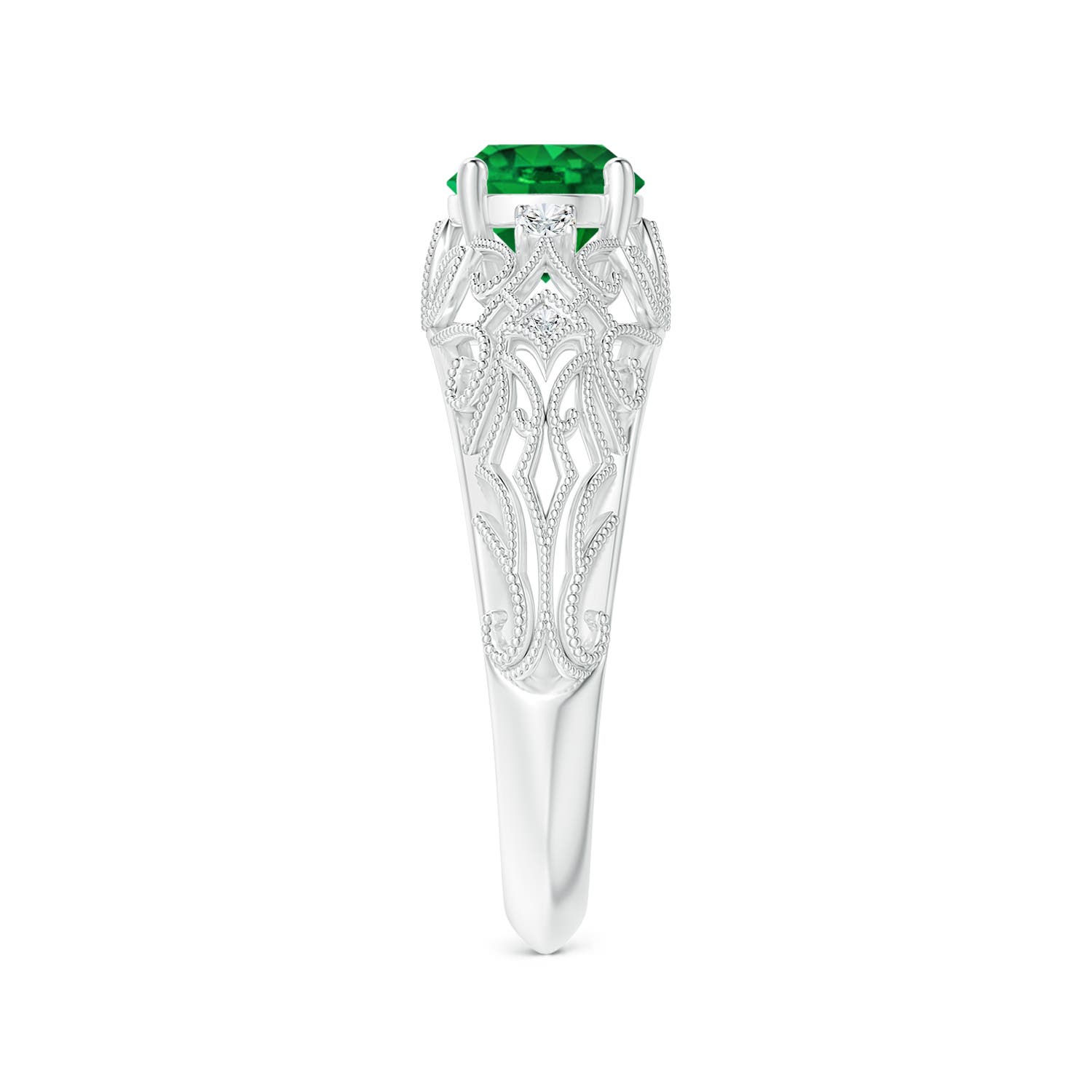 Premium - Lab-Grown Emerald / 0.82 CT / 18 KT White Gold