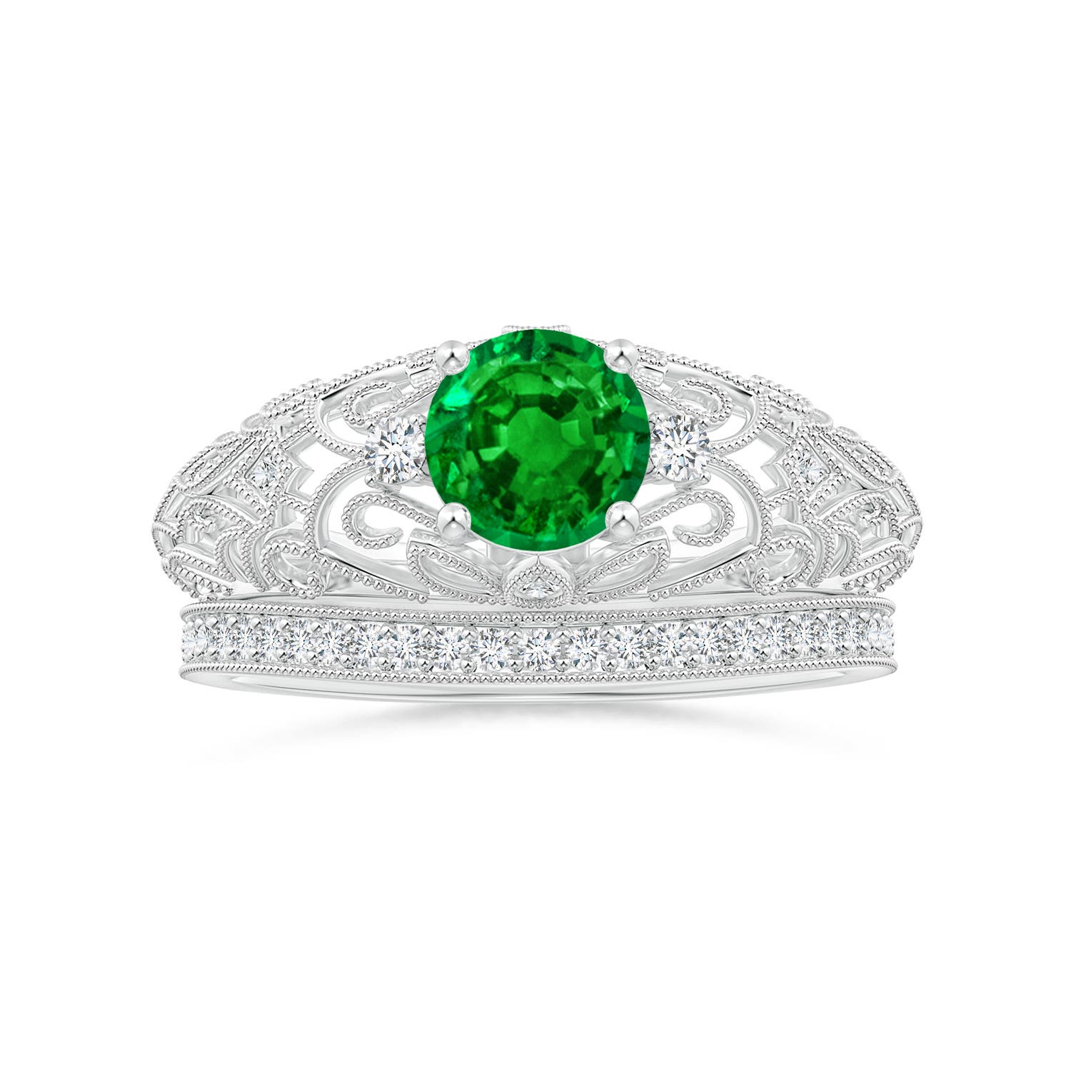 Premium - Lab-Grown Emerald / 0.82 CT / 18 KT White Gold