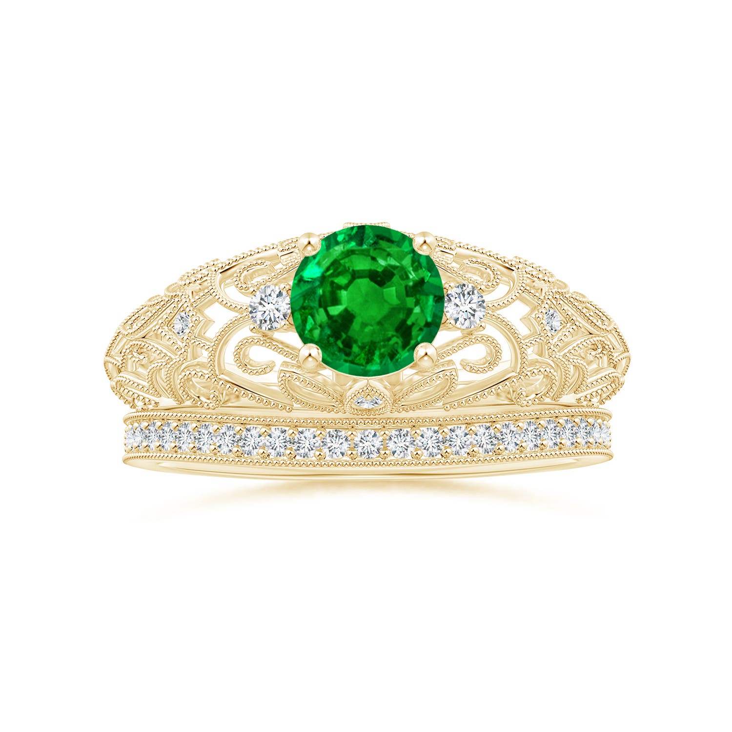 Premium - Lab-Grown Emerald / 0.82 CT / 18 KT Yellow Gold