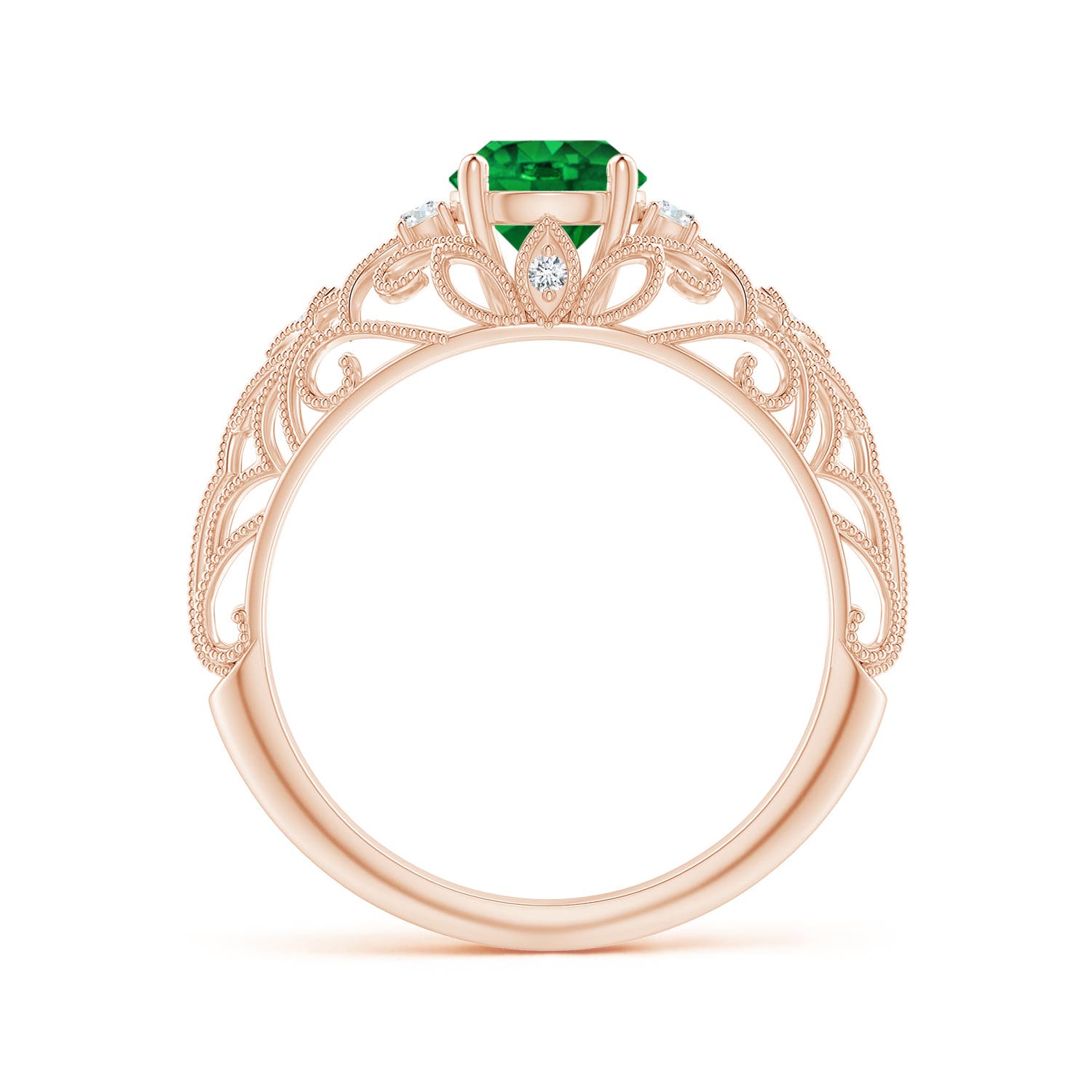 AAAA - Emerald / 0.82 CT / 14 KT Rose Gold