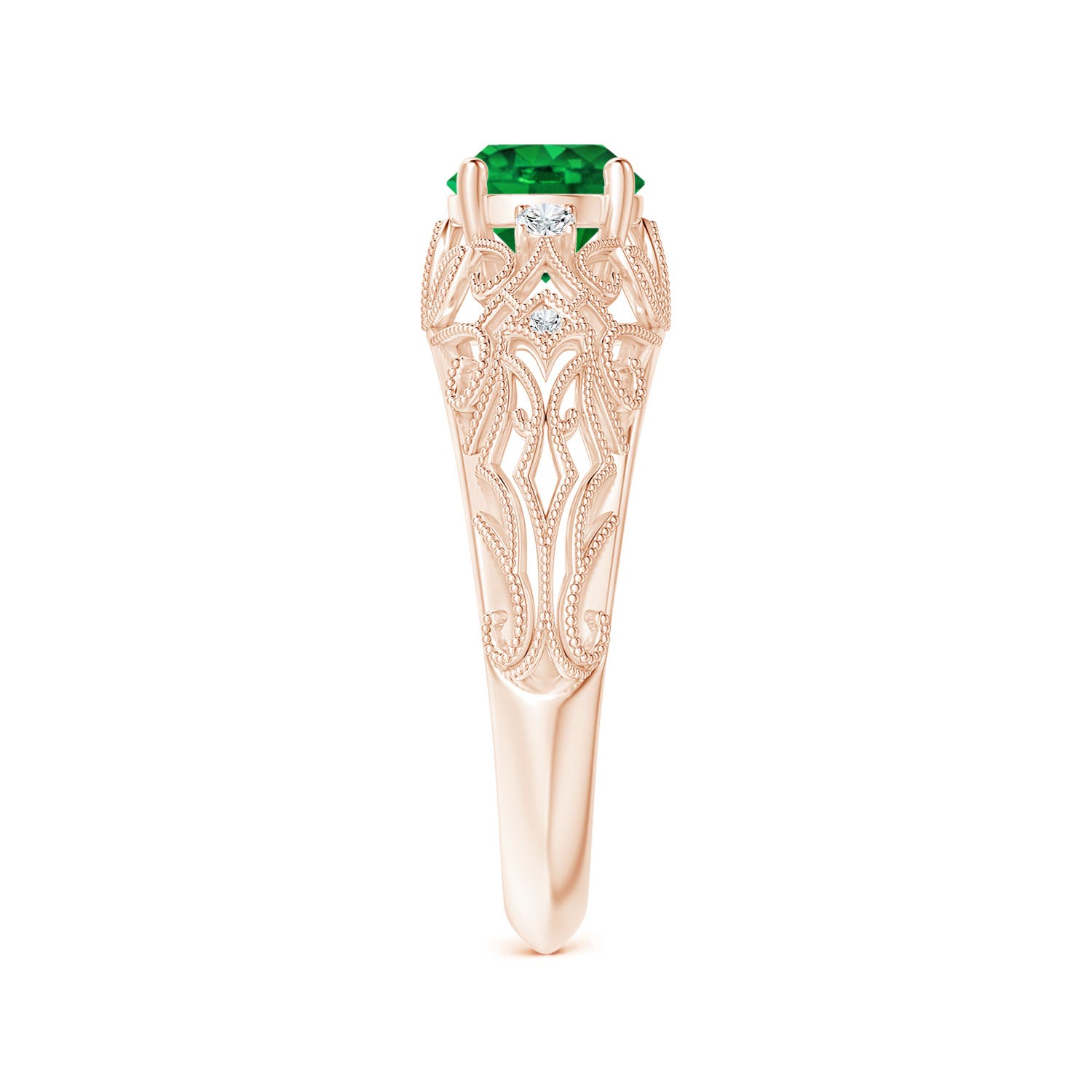 AAAA - Emerald / 0.82 CT / 14 KT Rose Gold