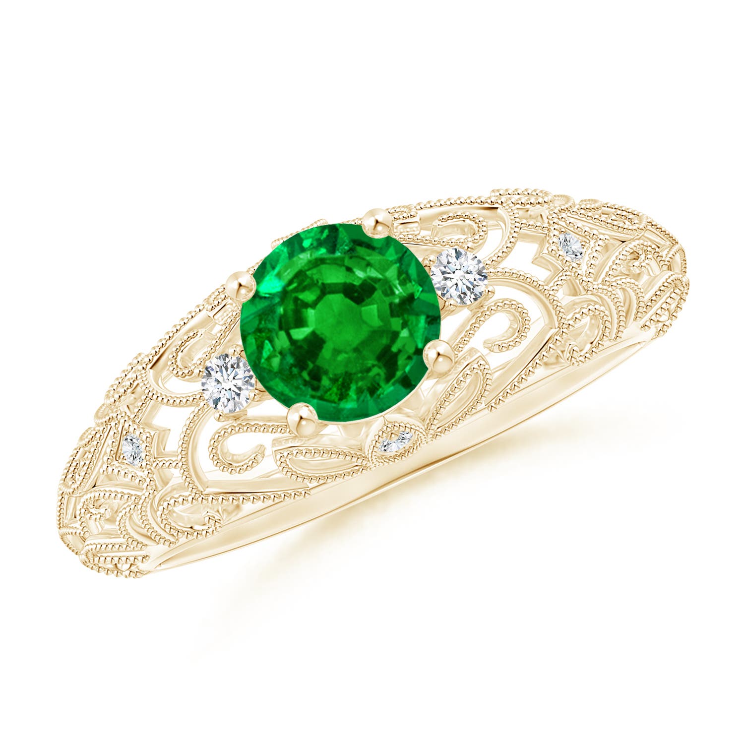 AAAA - Emerald / 0.82 CT / 14 KT Yellow Gold