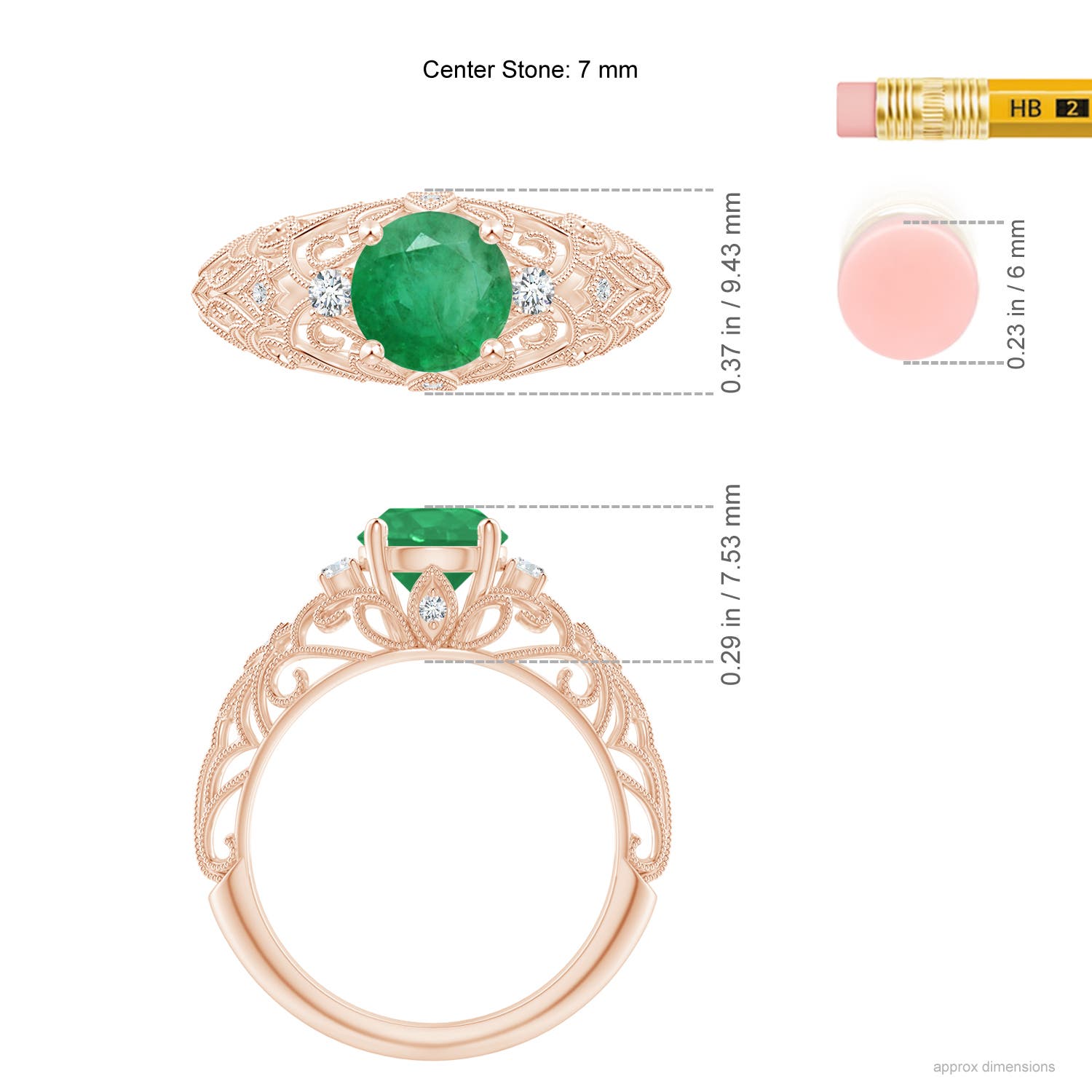 A - Emerald / 1.3 CT / 14 KT Rose Gold