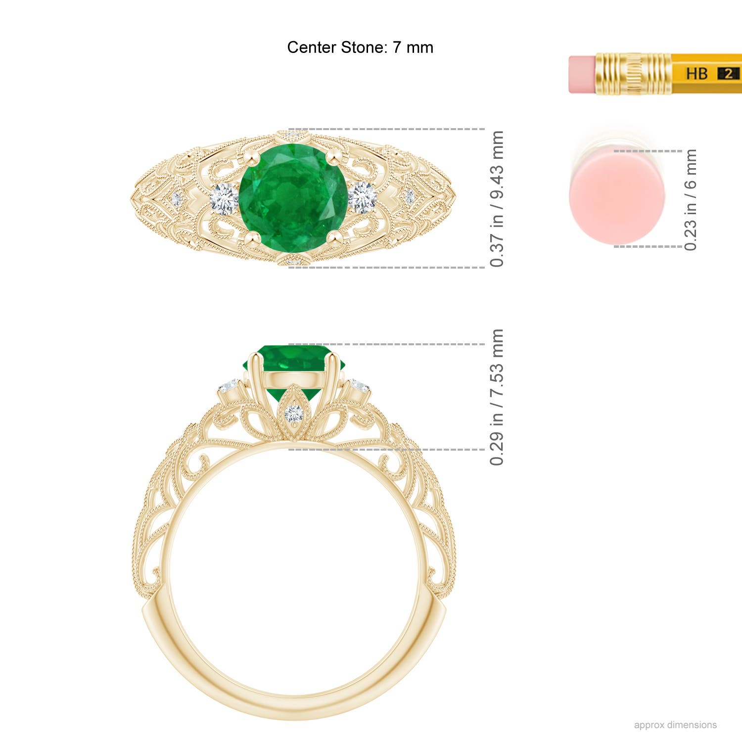 AA - Emerald / 1.3 CT / 14 KT Yellow Gold