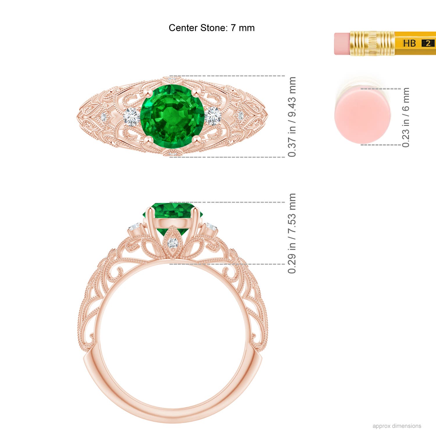 Premium - Lab-Grown Emerald / 1.3 CT / 18 KT Rose Gold