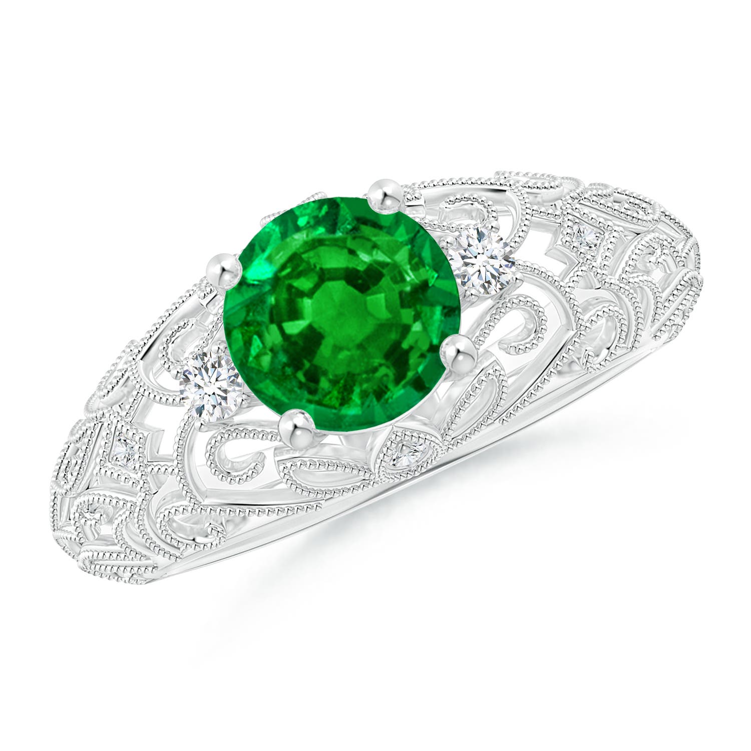 Premium - Lab-Grown Emerald / 1.3 CT / 18 KT White Gold