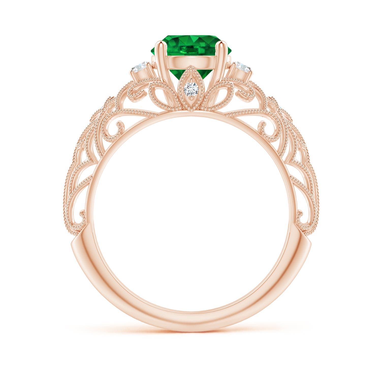 AAAA - Emerald / 1.3 CT / 14 KT Rose Gold