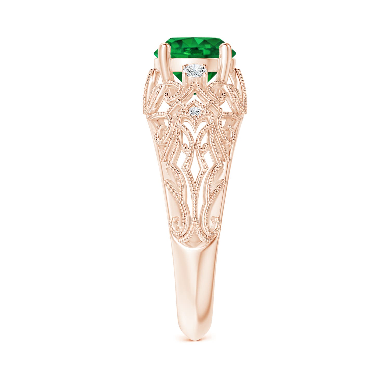 AAAA - Emerald / 1.3 CT / 14 KT Rose Gold