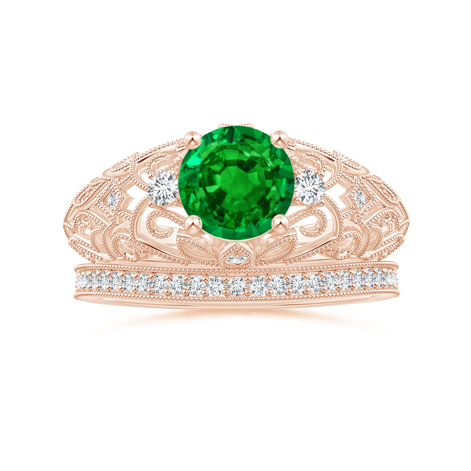 AAAA - Emerald / 1.3 CT / 14 KT Rose Gold