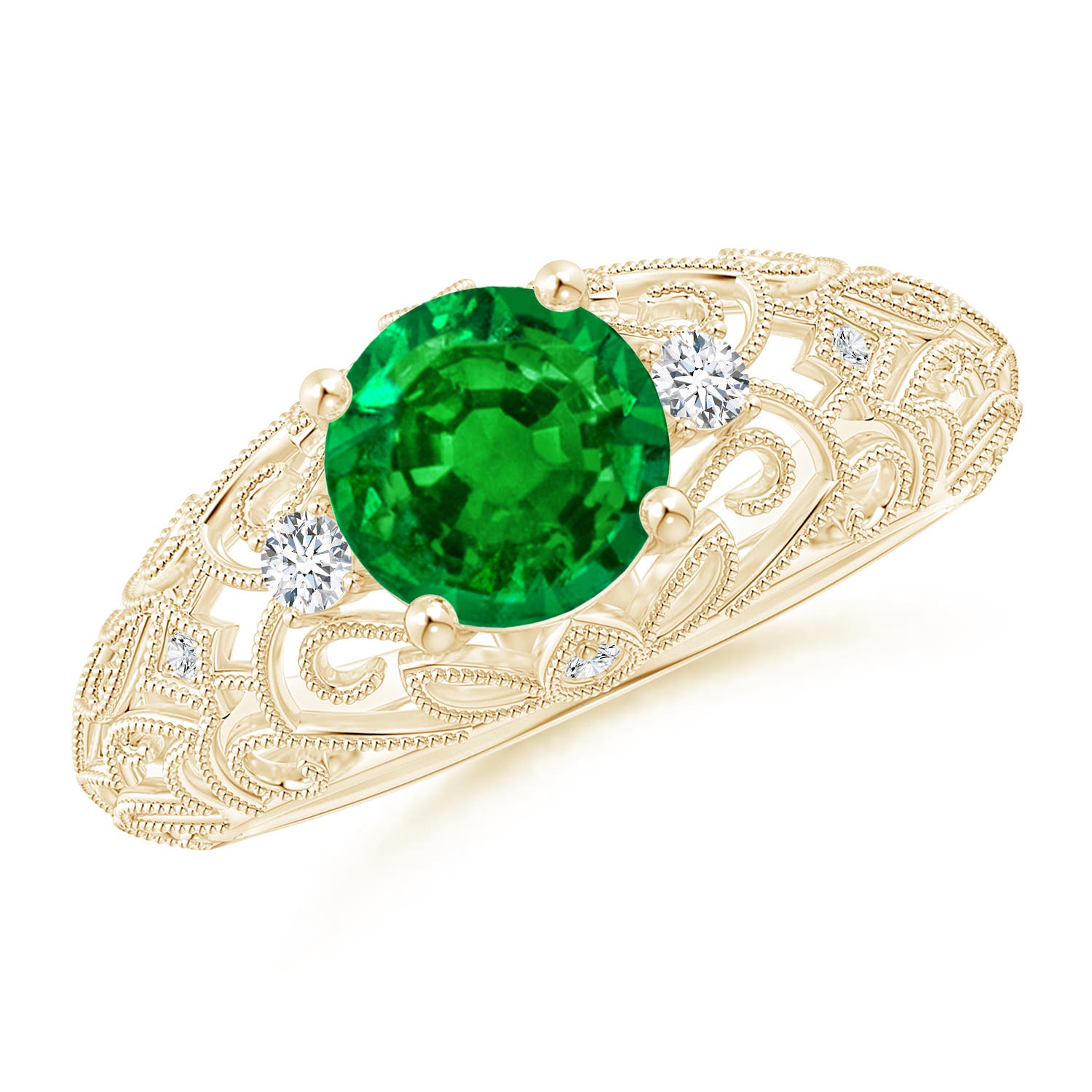 AAAA - Emerald / 1.3 CT / 14 KT Yellow Gold