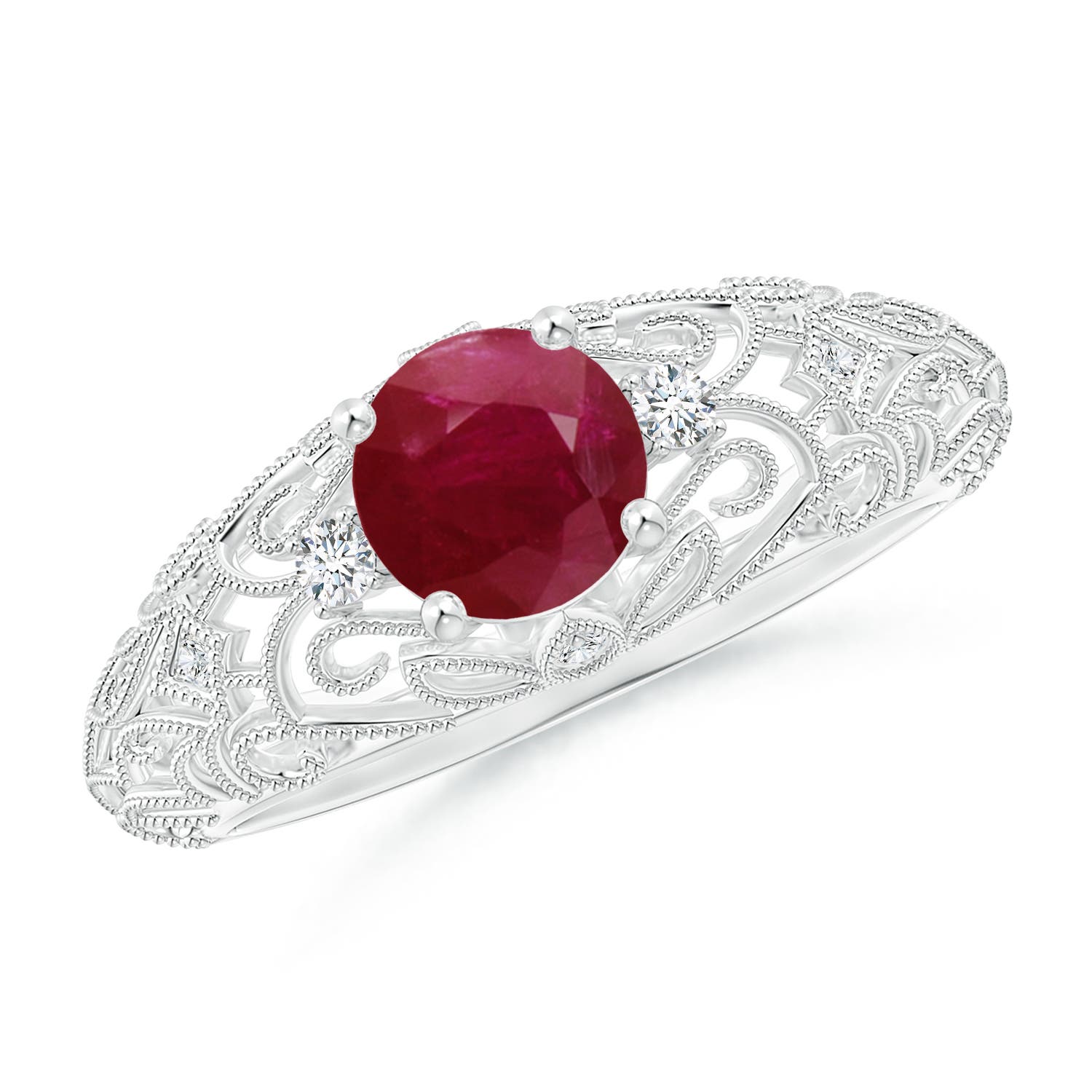 A - Ruby / 1.07 CT / 14 KT White Gold