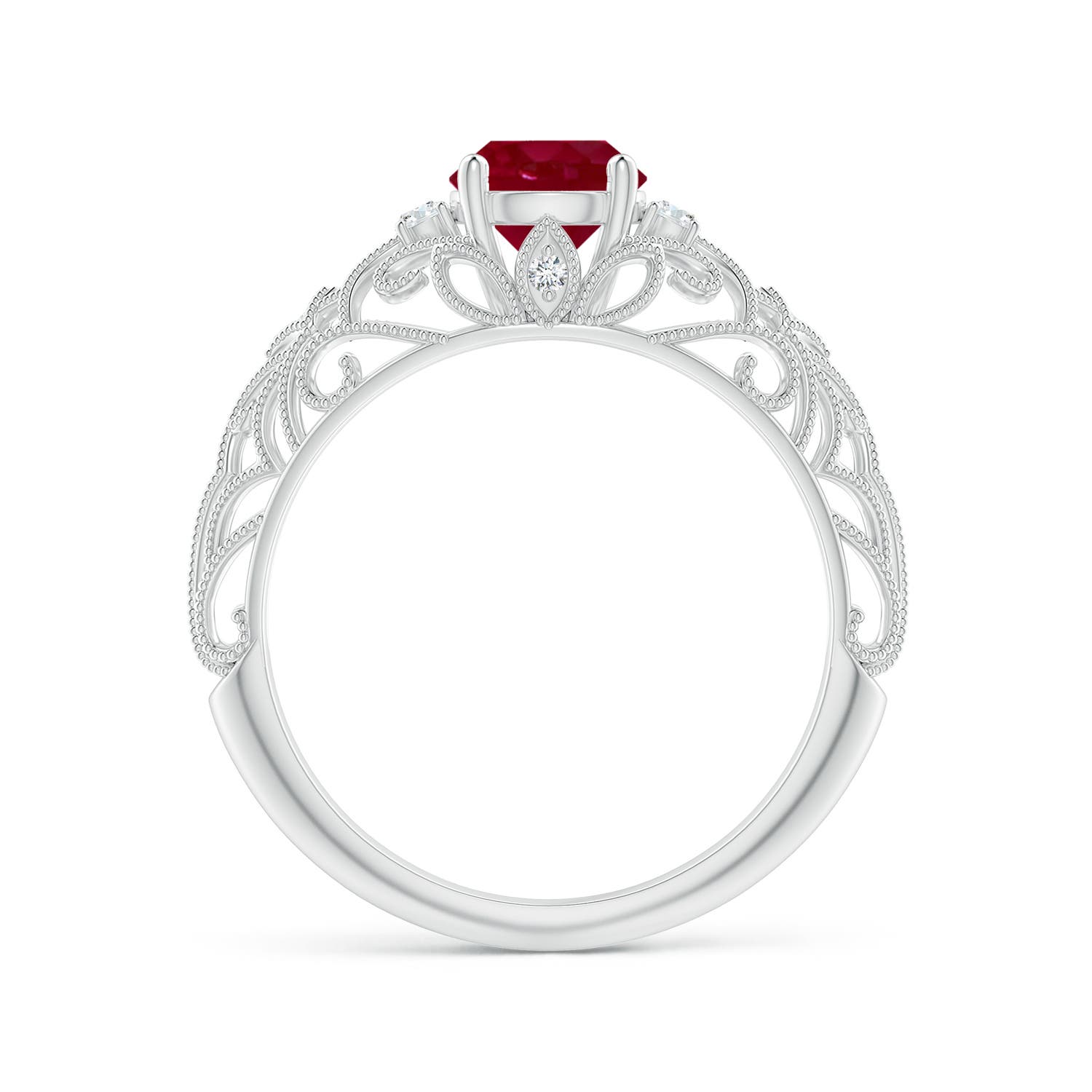 AA - Ruby / 1.07 CT / 14 KT White Gold