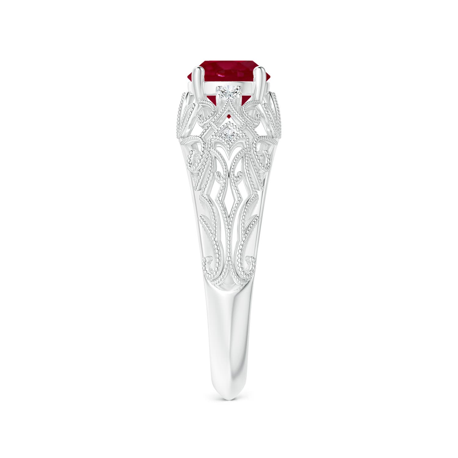 AA - Ruby / 1.07 CT / 14 KT White Gold