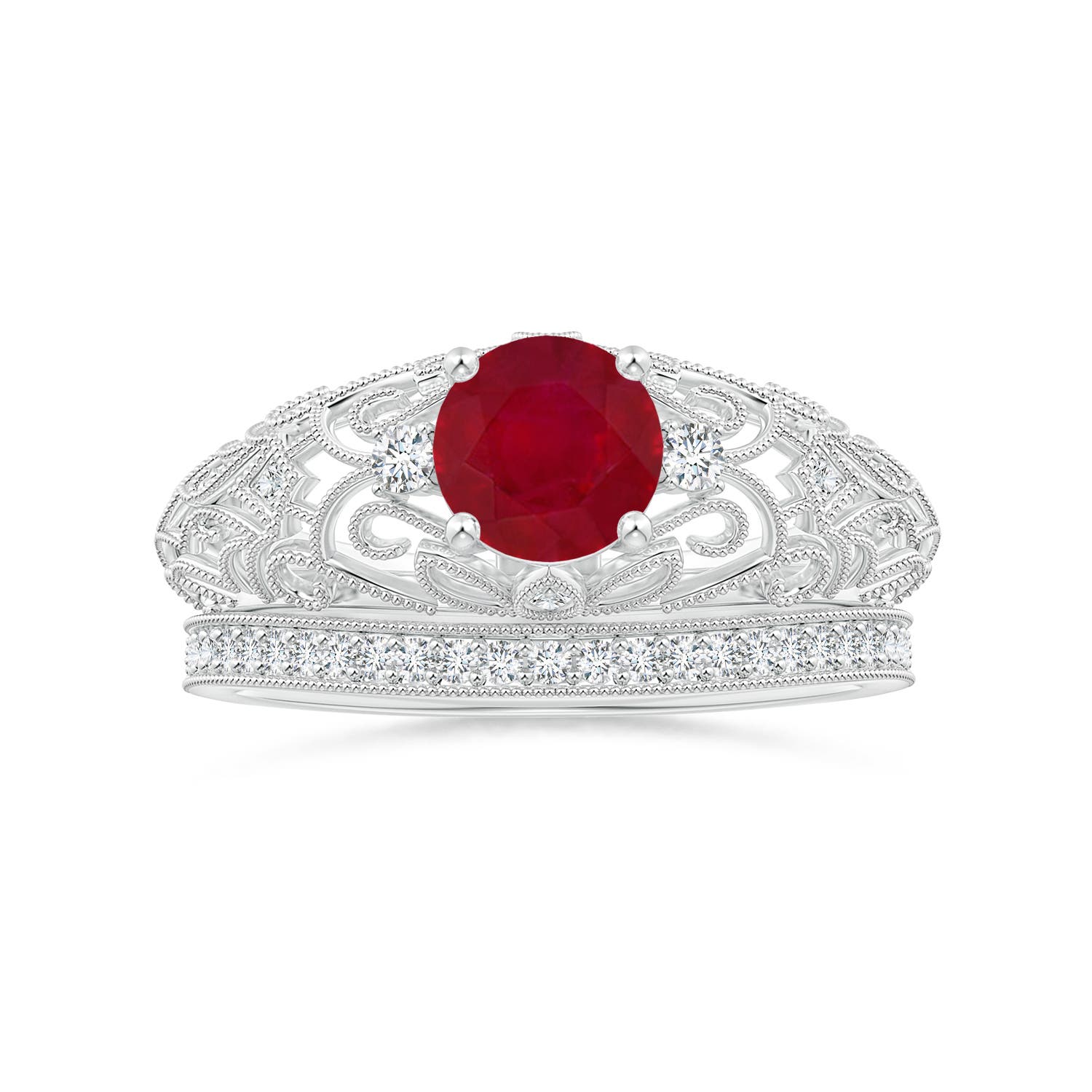 AA - Ruby / 1.07 CT / 14 KT White Gold