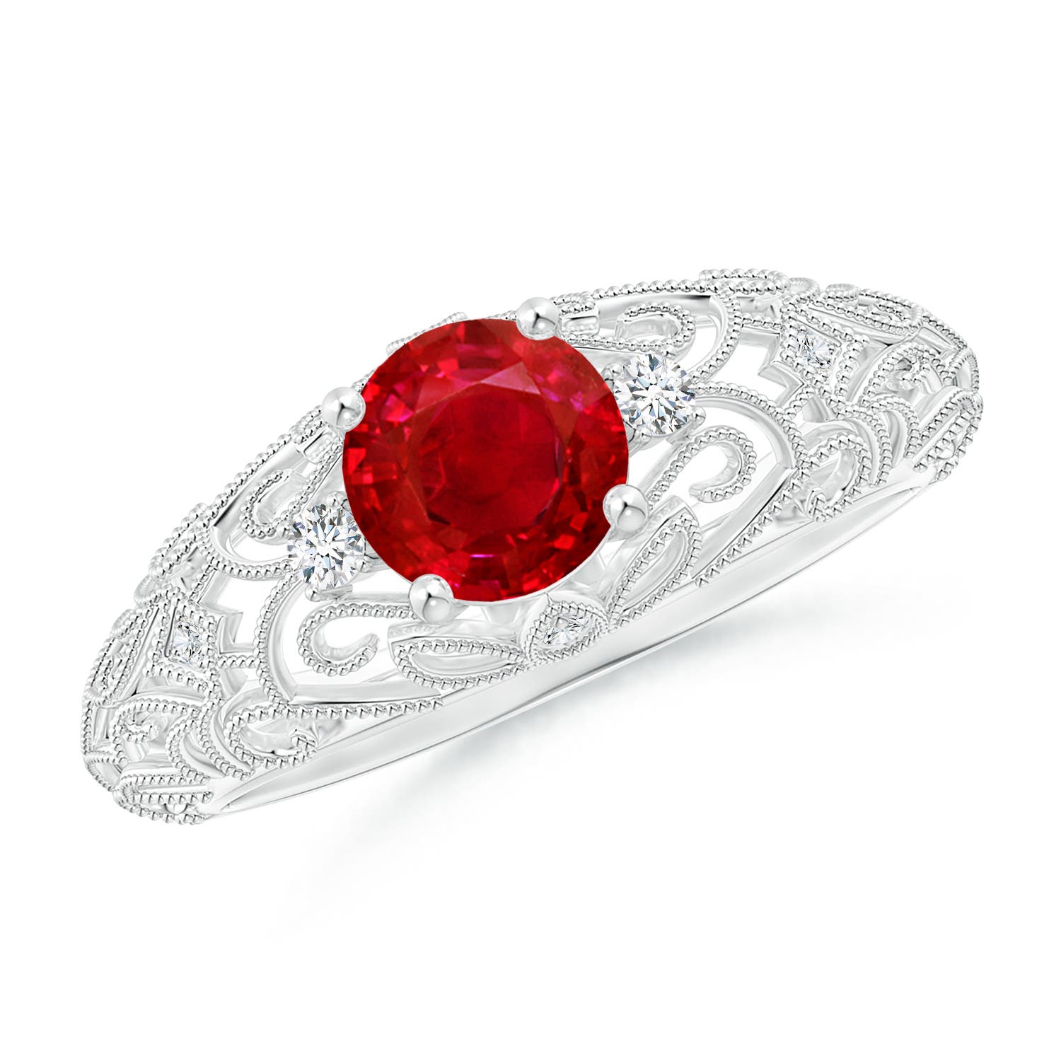 AAA - Ruby / 1.07 CT / 14 KT White Gold