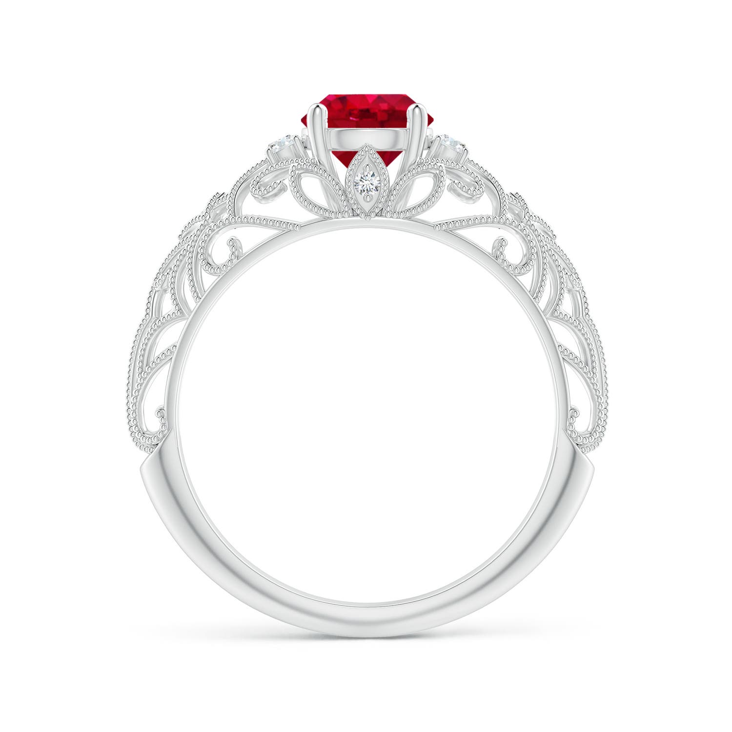 AAA - Ruby / 1.07 CT / 14 KT White Gold