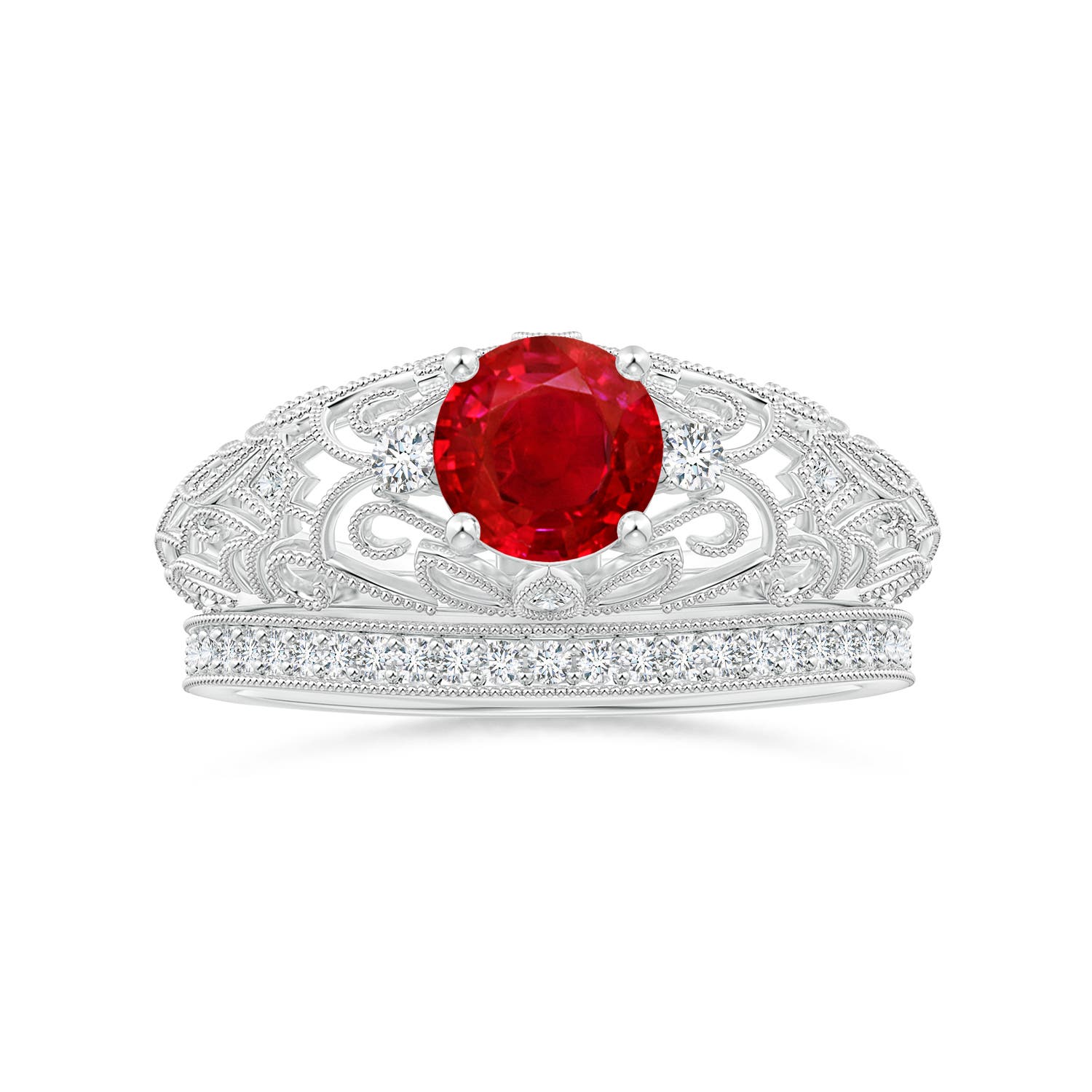 AAA - Ruby / 1.07 CT / 14 KT White Gold