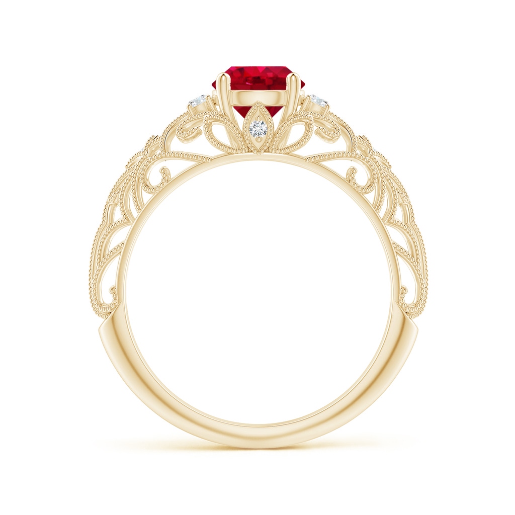6mm AAA Aeon Vintage Style Solitaire Ruby Filigree Engagement Ring in Yellow Gold Side-1