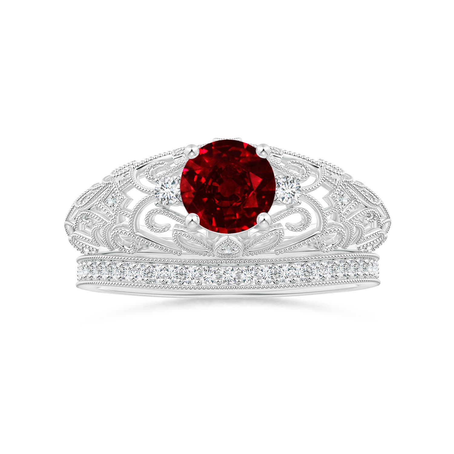 AAAA - Ruby / 1.07 CT / 14 KT White Gold