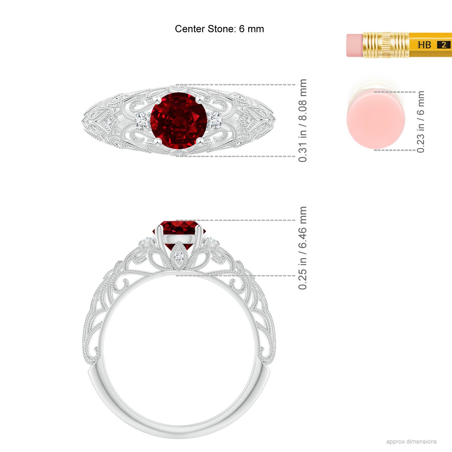 AAAA - Ruby / 1.07 CT / 14 KT White Gold