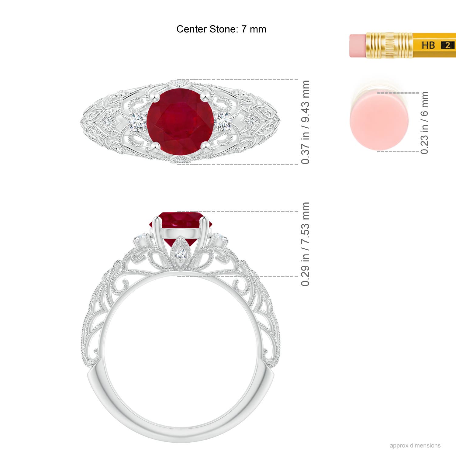 AA - Ruby / 1.5 CT / 14 KT White Gold