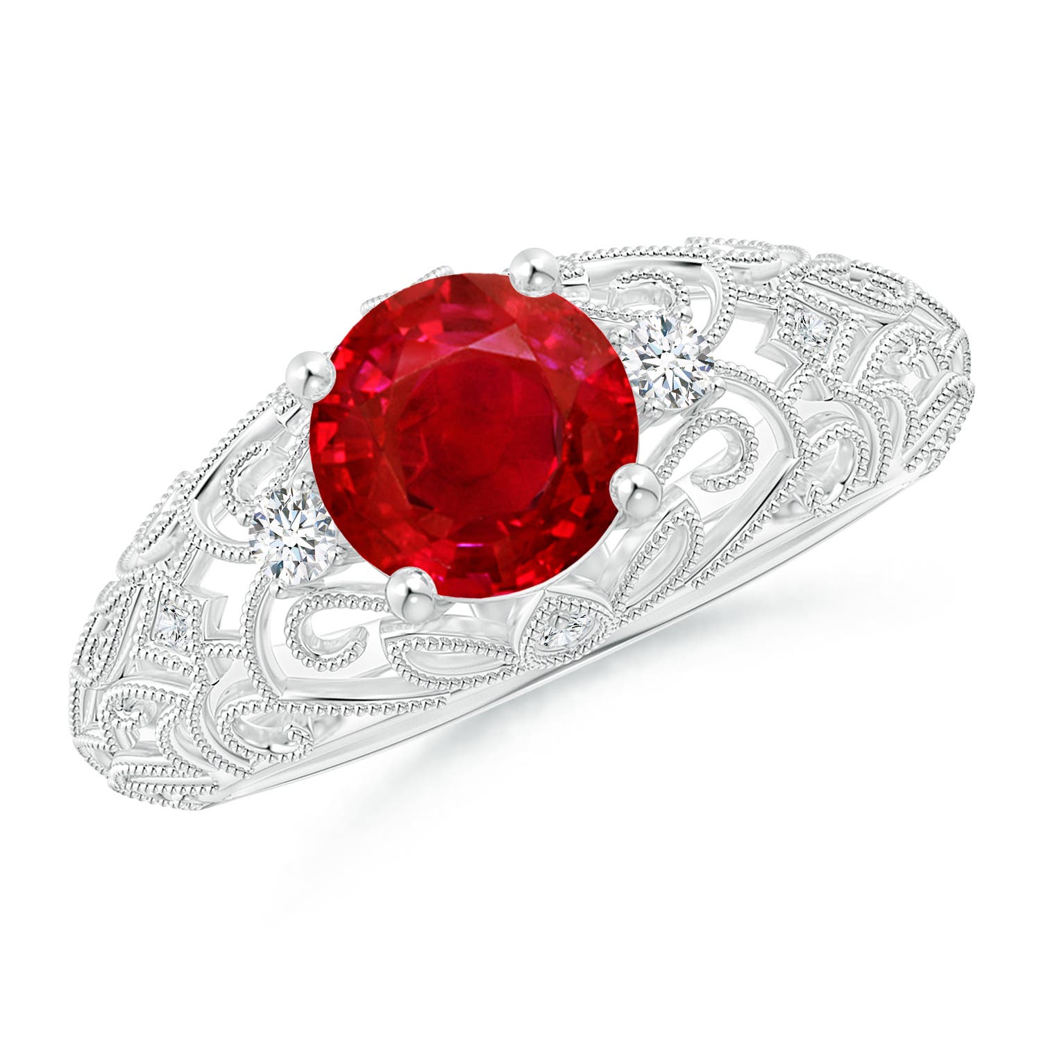 AAA - Ruby / 1.5 CT / 14 KT White Gold