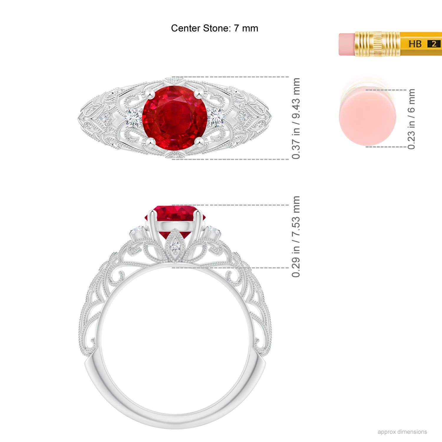 AAA - Ruby / 1.5 CT / 14 KT White Gold