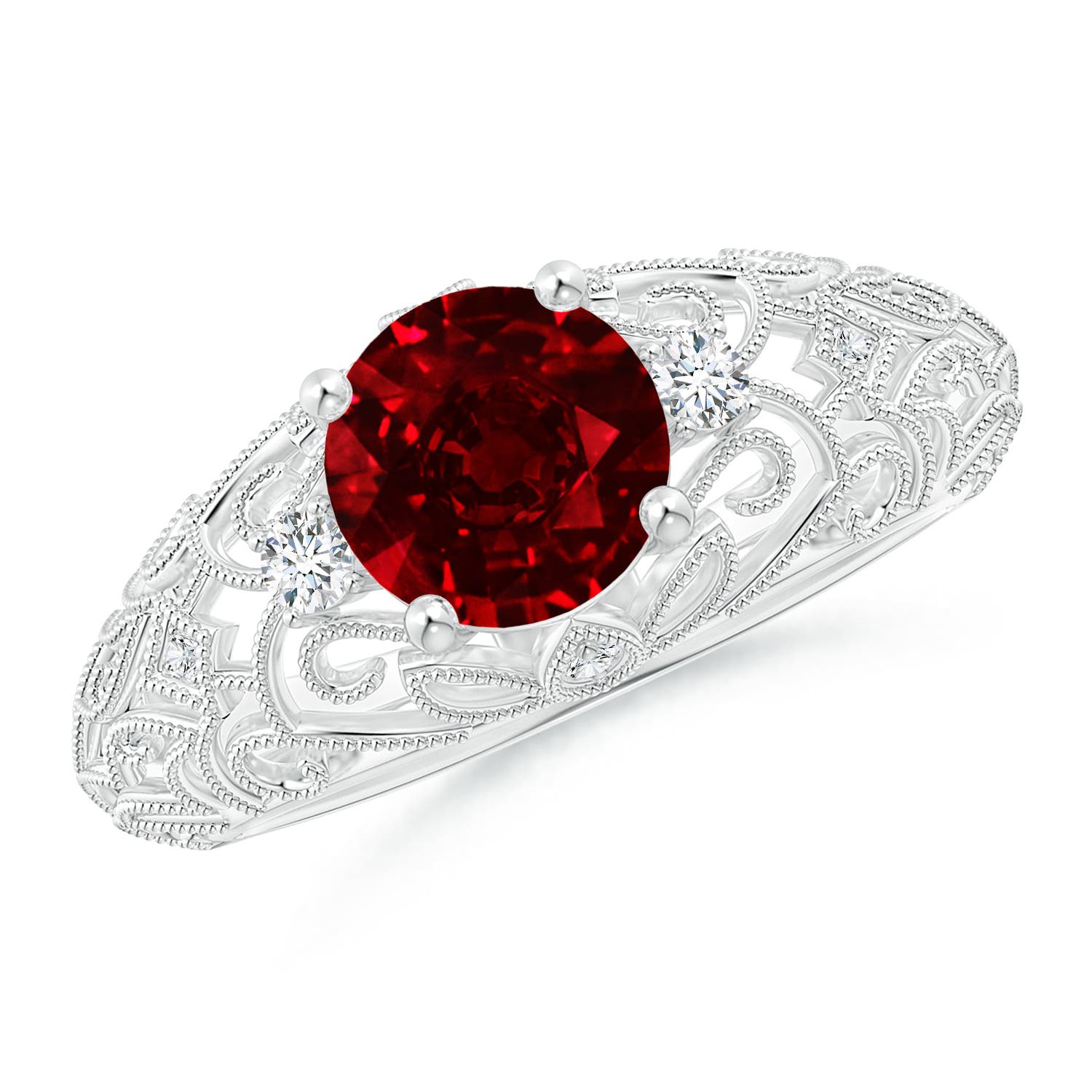 AAAA - Ruby / 1.5 CT / 14 KT White Gold