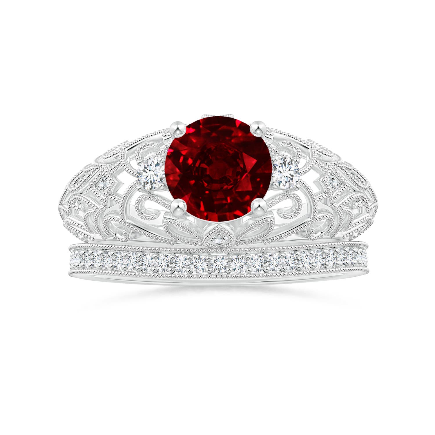 AAAA - Ruby / 1.5 CT / 14 KT White Gold