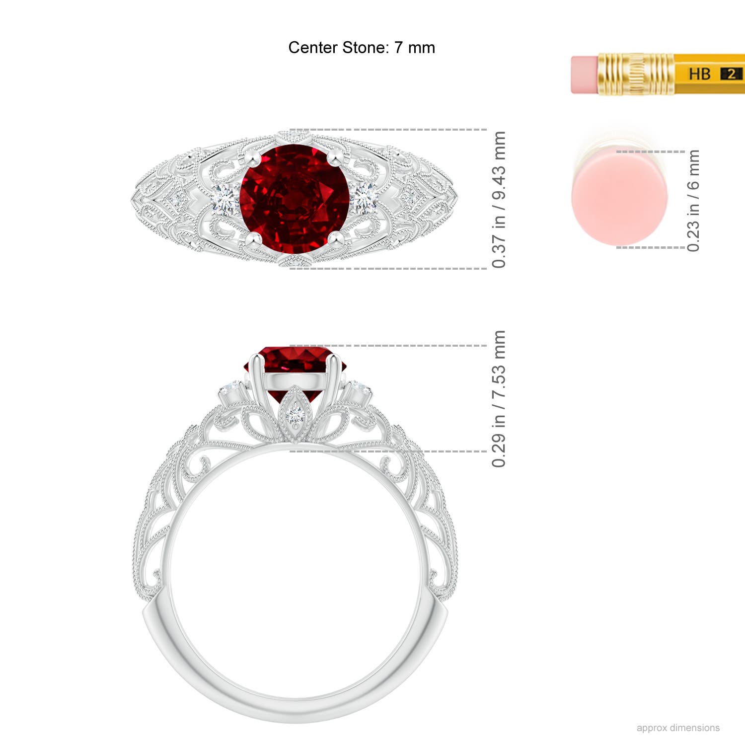 AAAA - Ruby / 1.5 CT / 14 KT White Gold