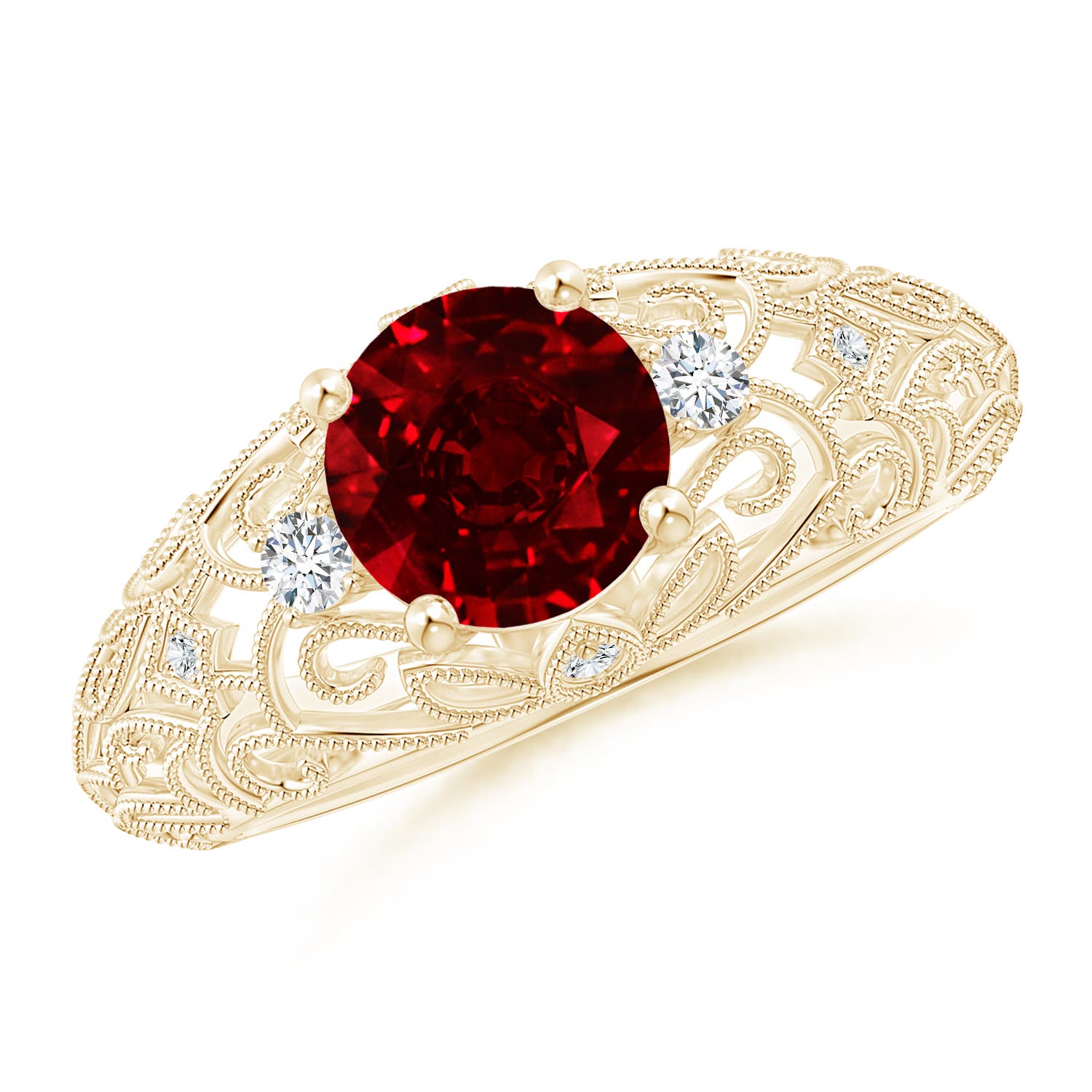 AAAA - Ruby / 1.5 CT / 14 KT Yellow Gold