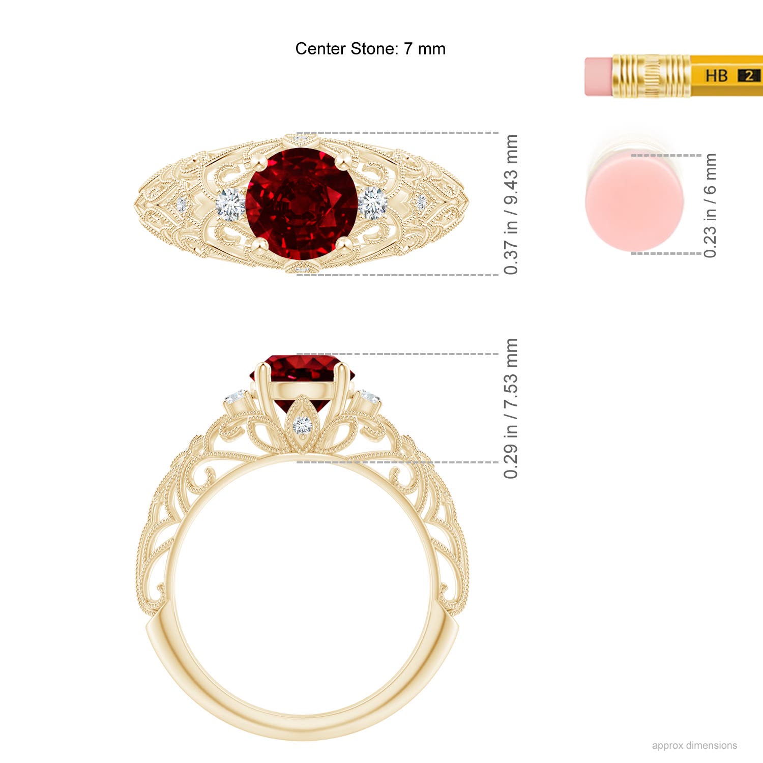 AAAA - Ruby / 1.5 CT / 14 KT Yellow Gold