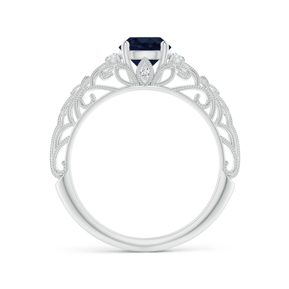 6mm A Aeon Vintage Style Solitaire Sapphire Filigree Engagement Ring in 9K White Gold side-1