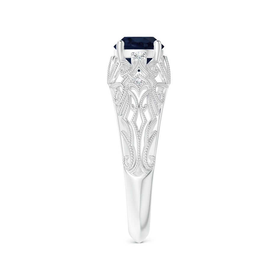 6mm A Aeon Vintage Style Solitaire Sapphire Filigree Engagement Ring in 9K White Gold side-2