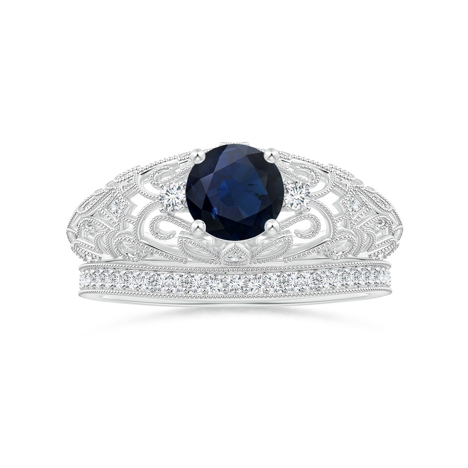 6mm A Aeon Vintage Style Solitaire Sapphire Filigree Engagement Ring in 9K White Gold side-3