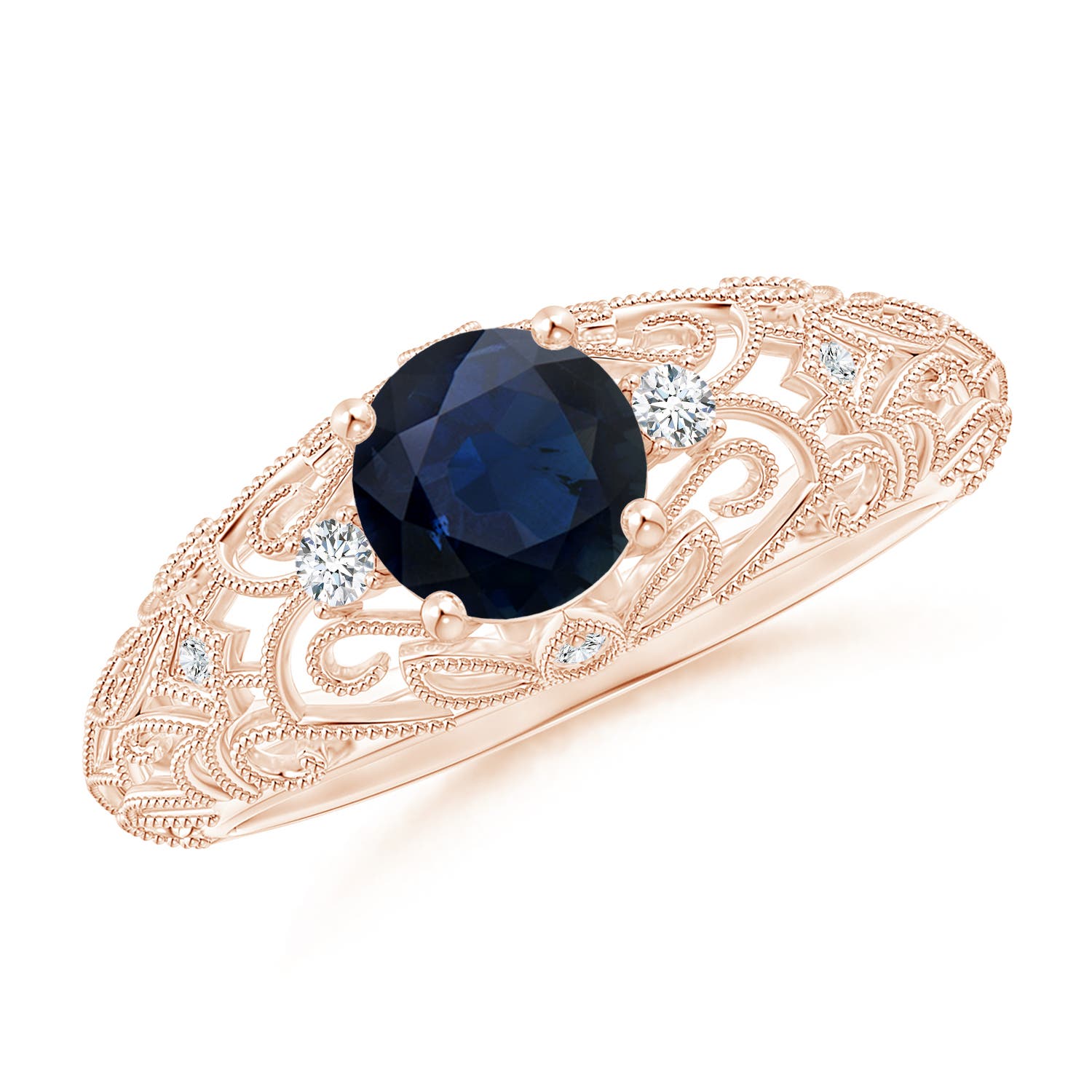 A - Blue Sapphire / 1.07 CT / 14 KT Rose Gold