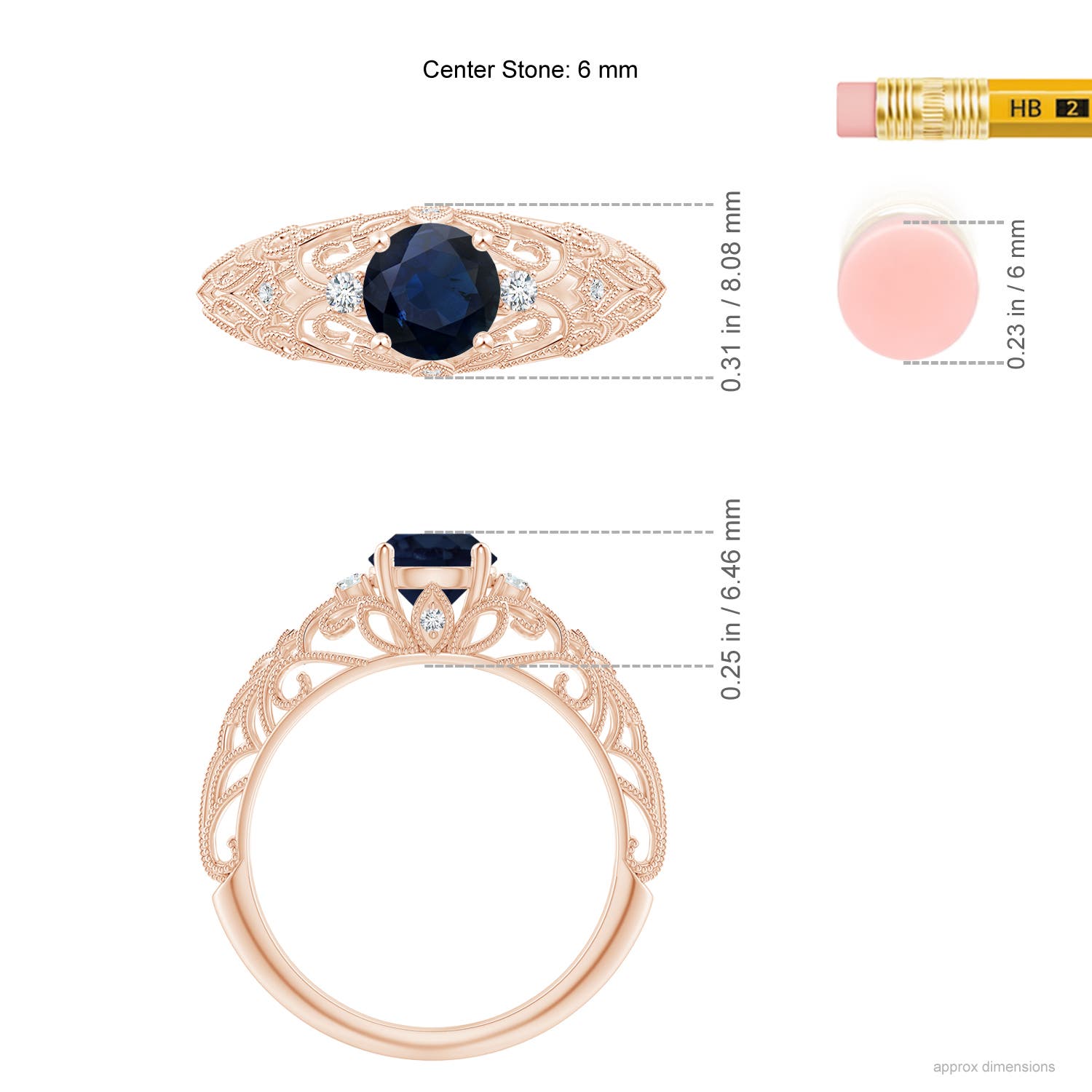 A - Blue Sapphire / 1.07 CT / 14 KT Rose Gold