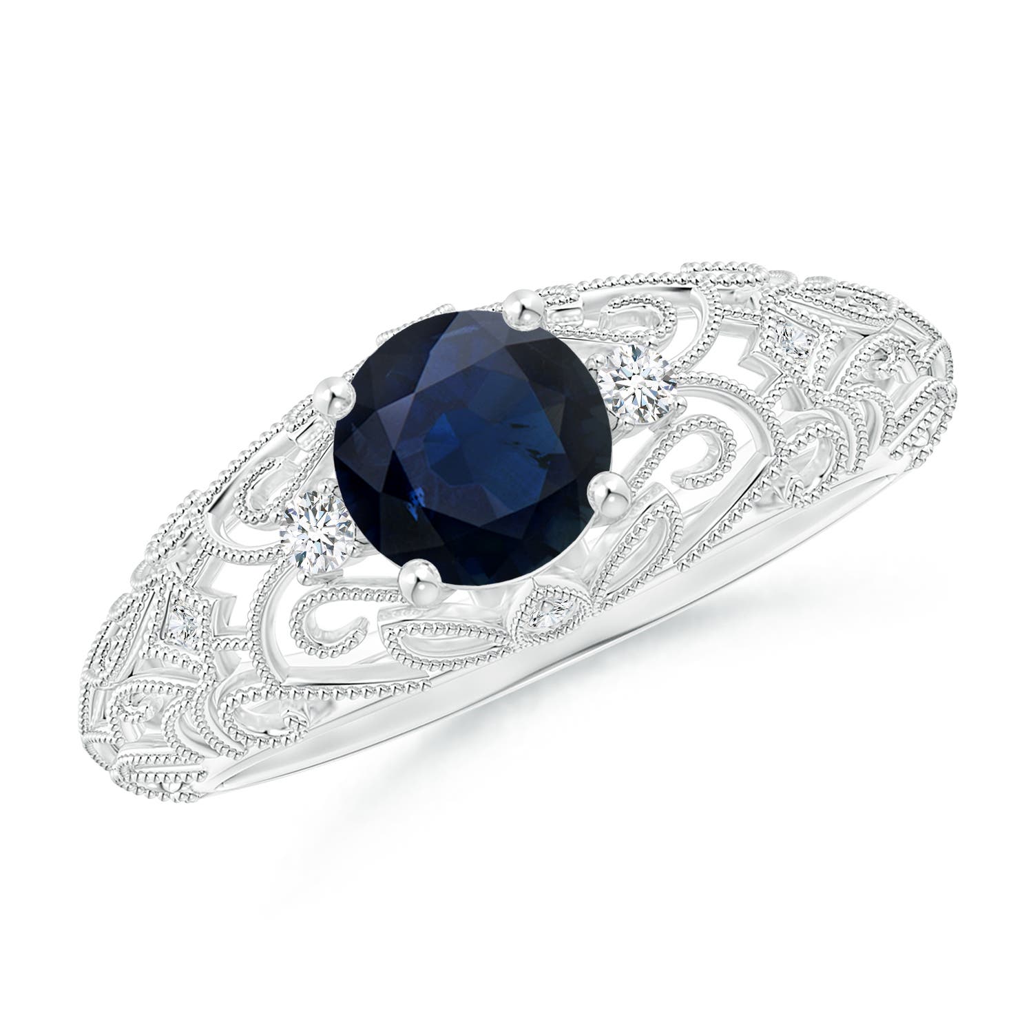 A - Blue Sapphire / 1.07 CT / 14 KT White Gold