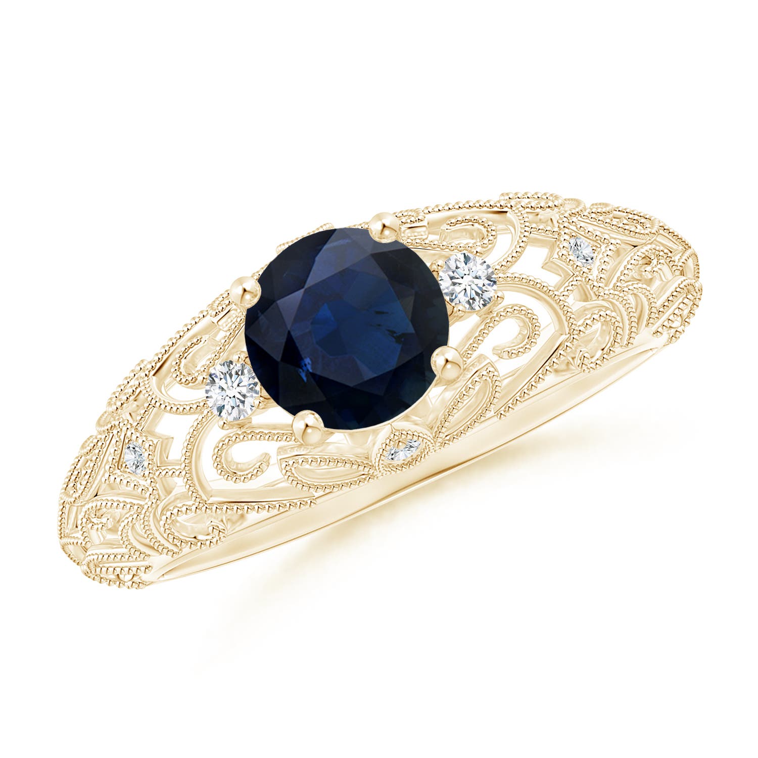 A - Blue Sapphire / 1.07 CT / 14 KT Yellow Gold