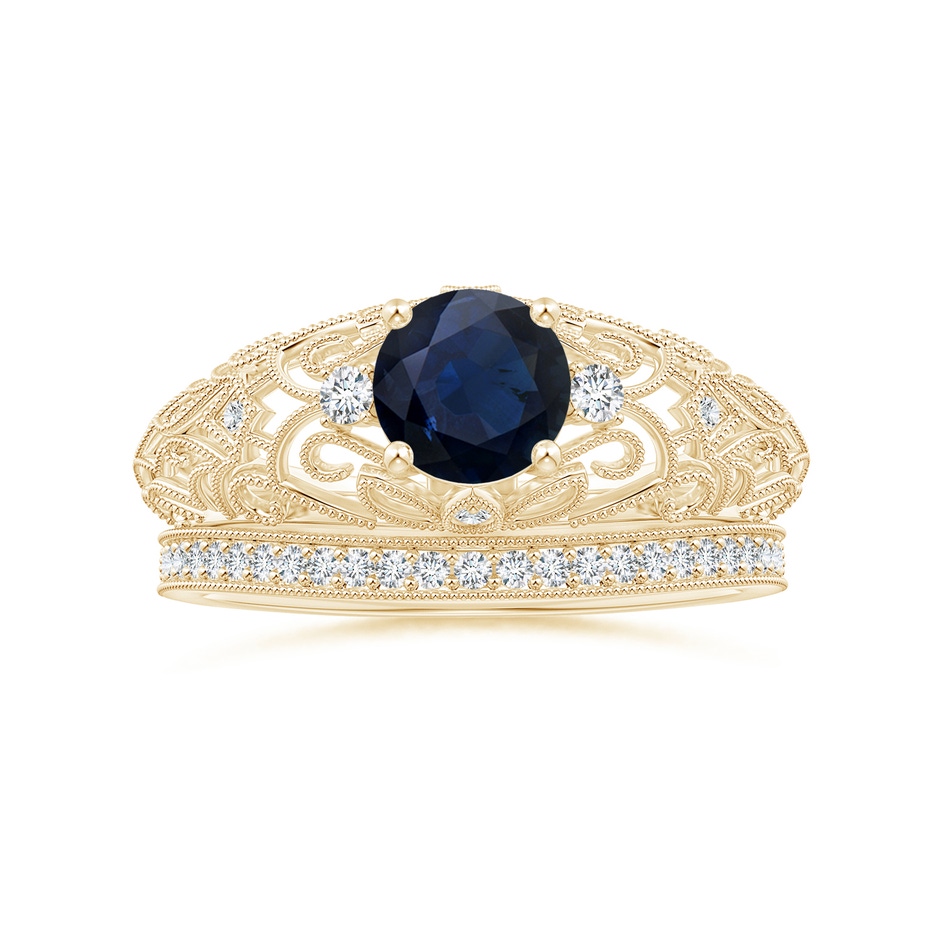 6mm A Aeon Vintage Style Solitaire Sapphire Filigree Engagement Ring in Yellow Gold side-3