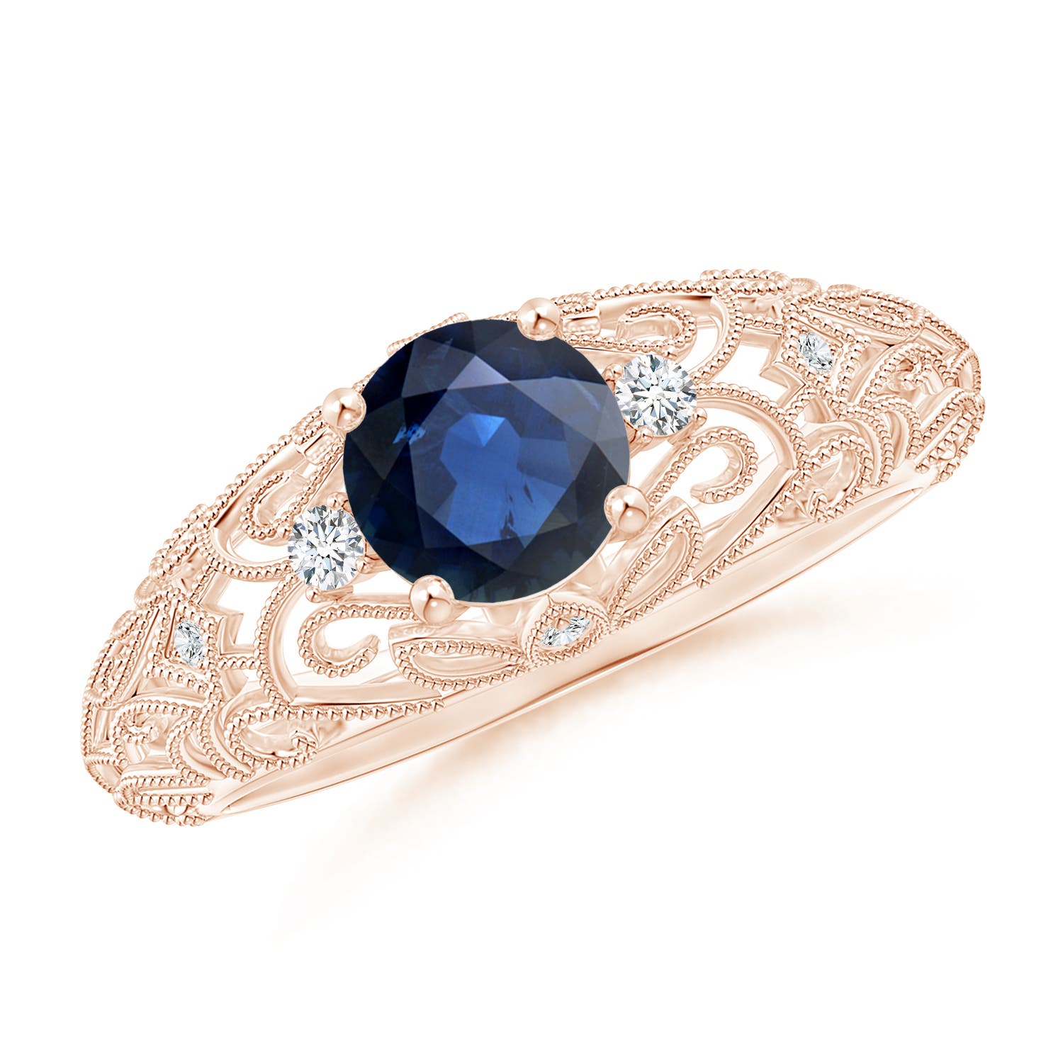 AA - Blue Sapphire / 1.07 CT / 14 KT Rose Gold